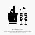 Bottle, Glass, Love, Wedding solid Glyph Icon vector Royalty Free Stock Photo