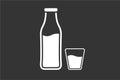 Bottle and glass with milk. Simple icon set. Flat style element for graphic design. Vector EPS10 illustration. Royalty Free Stock Photo