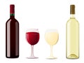 Bottle and glass with red white wine Royalty Free Stock Photo