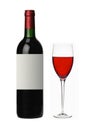 Bottle and glass of red wine isolated on white Royalty Free Stock Photo