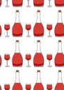 Bottle and glass of red wine seamless pattern Royalty Free Stock Photo