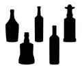 Bottle glass set isolated vector Silhouette