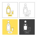 Bottle and glass tequila line art in flat style. Set of shapes of contour elements. Restaurant alcoholic illustration for Royalty Free Stock Photo