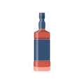 Bottle glass whiskey flat design. Vector illustration Royalty Free Stock Photo