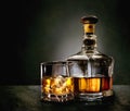 Bottle and glass of whiskey Royalty Free Stock Photo