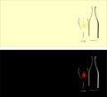 Bottle and glass with white and red wine Royalty Free Stock Photo