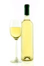 Bottle and glass of white wine isolated Royalty Free Stock Photo