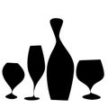 Bottle and glasses with black wine Royalty Free Stock Photo