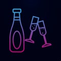 A bottle and glasses of champagne nolan icon. Simple thin line, outline vector of casino icons for ui and ux, website or mobile Royalty Free Stock Photo