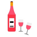 Bottle glasses flat illustration Royalty Free Stock Photo