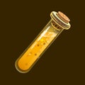 Bottle of gold. Game icon of magic elixir. Interface for rpg or match3 game. Gold. Small variant.