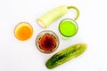 Bottle gourd face pack isolated on white i.e. Bottle gourd or lauki juice well mixed with cucumber, and honey in a glass bowl Royalty Free Stock Photo