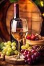 bottle grape beverage harvest glass food background wine alcohol winery drink. Generative AI.