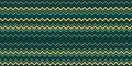 Bottle green and gold zigzag