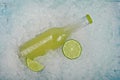 Bottle of green lime drink on crushed ice Royalty Free Stock Photo