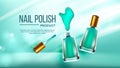 Bottle Of Green Nail Polish Cosmetic Banner Vector