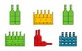 Bottle group icon set, color outline style