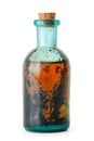 Bottle of herbal infusion or essential oil closeup