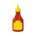 A bottle of hot chili sauce on a white isolated background. Vector illustration. Royalty Free Stock Photo