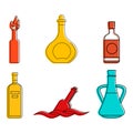 Bottle icon set, color outline style Royalty Free Stock Photo