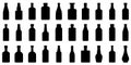 Bottle icon. Set of different silhouettes of bottle. Glass bottles symbols