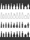 Bottle icon simple set. Flat bottles collection. Vector vessel line background. Isolated graphic illustration