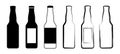 Bottle icons of beer or beverage different styles