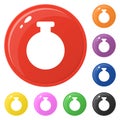 Bottle icons set 8 colors isolated on white. Collection of glossy round colorful buttons. Vector illustration for any design Royalty Free Stock Photo