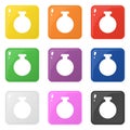 Bottle icons set 9 colors isolated on white. Collection of glossy round colorful buttons. Vector illustration for any design Royalty Free Stock Photo