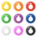 Bottle icons set 9 colors isolated on white. Collection of glossy round colorful buttons. Vector illustration for any design Royalty Free Stock Photo