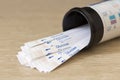Bottle of Indicator Strips For Blood Glucose Testing Royalty Free Stock Photo