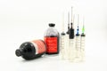 Bottle ink and syringe for printer Royalty Free Stock Photo