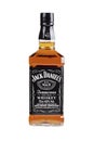 Bottle of Jack Daniel`s sour mash whiskey isolated white background Royalty Free Stock Photo