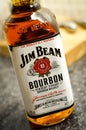 A bottle of Jim Beam Bourbon Whisky