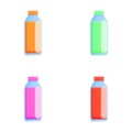 Bottle juice icons set cartoon vector. Bottle of fruit and vegetable juice