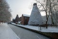 Bottle kilns in the snow