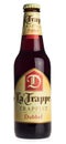 Bottle of La Trappe Dubbel beer on a white background