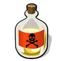 Bottle with label crossbones and yellow substance Royalty Free Stock Photo