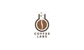 Bottle laboratory with coffee bean logo vector icon design illustration