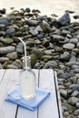 Bottle with lemonade at the beach Royalty Free Stock Photo