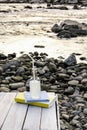 Bottle with lemonade at the beach Royalty Free Stock Photo