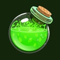 Bottle of life. Game icon of magic elixir. Interface for rpg or match3 game. Health or nature. Big variant.