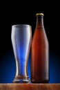 Bottle of light beer and an empty glass Royalty Free Stock Photo