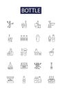 Bottle line vector icons and signs. Flask, Container, Jar, Jug, Canteen, Carafe, Cruet, Beaker outline vector