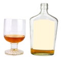 bottle liqueur wine glass isolated on white background Royalty Free Stock Photo