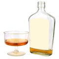 bottle liqueur wine glass isolated on white background Royalty Free Stock Photo