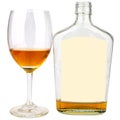 bottle liqueur wine glass isolated on white background Royalty Free Stock Photo