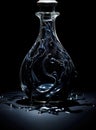 A bottle with liquid inside on a black background, AI Royalty Free Stock Photo