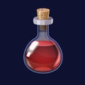 Bottle with liquid red potion magic elixir game icon GUI. Vector illstration for app games user interface isolated Royalty Free Stock Photo