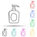 a bottle of liquid soap multi color style icon. Simple thin line, outline  of bottle icons for ui and ux, website or mobile Royalty Free Stock Photo